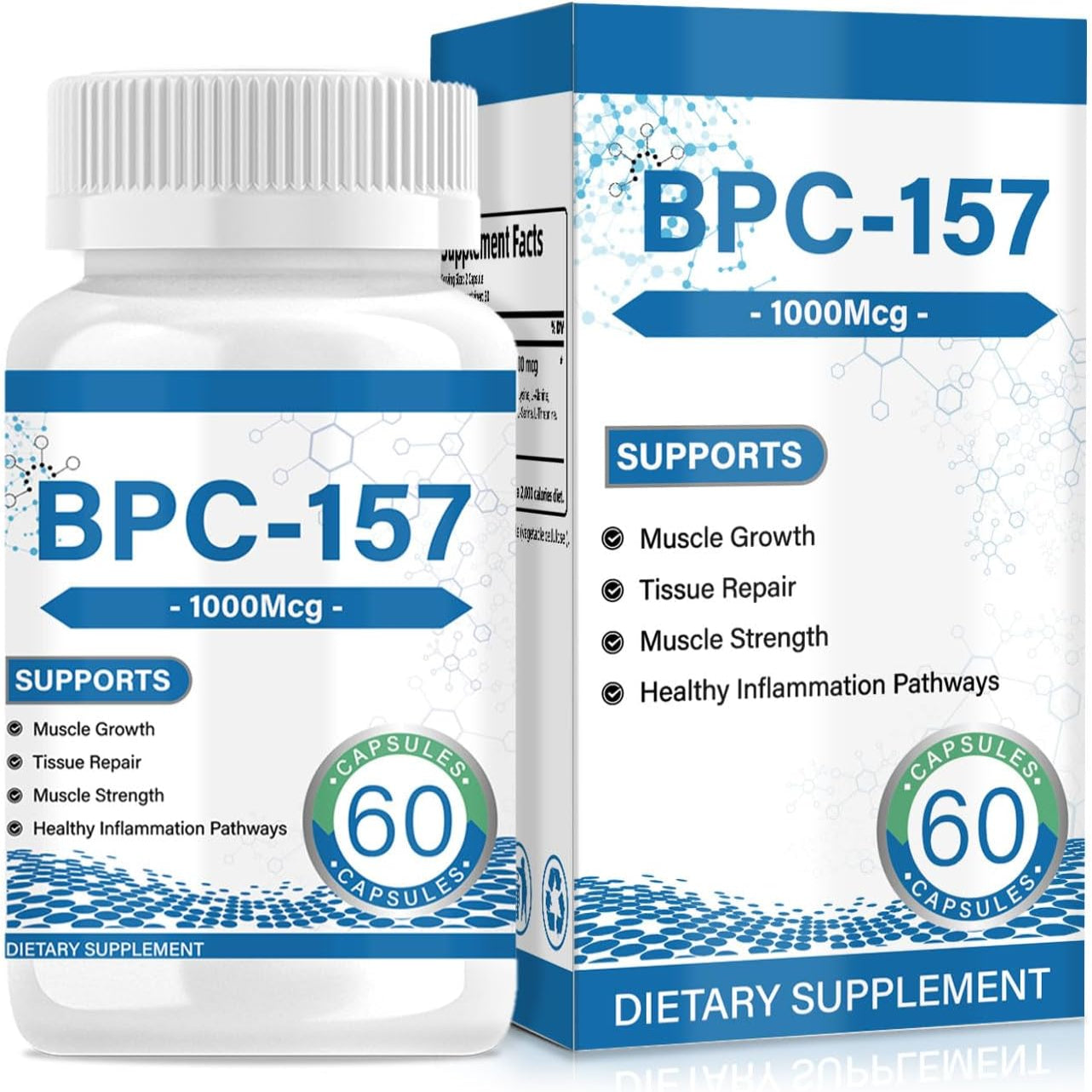 Muscle Growth & Repair Peptide Complex | 157mg Total, 1000mcg per Capsule (60ct) | Non-GMO, Gluten-Free