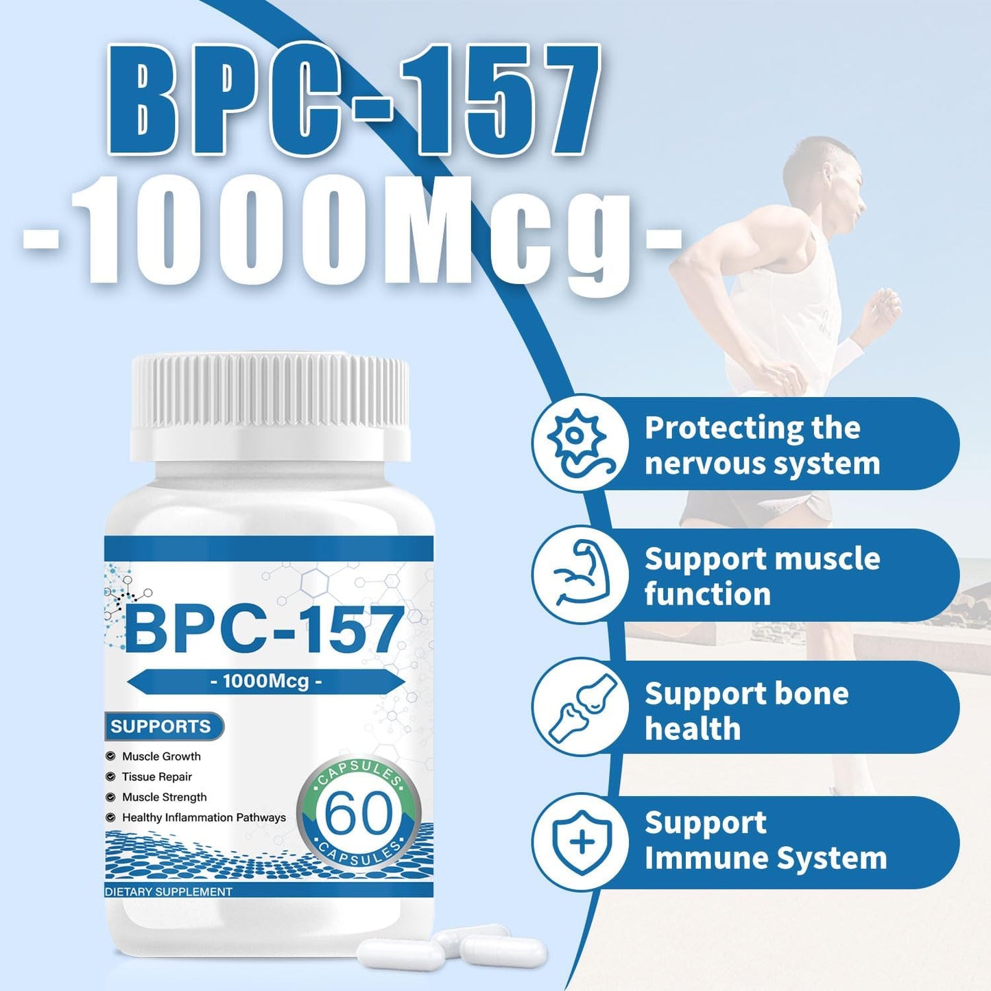 Muscle Growth & Repair Peptide Complex | 157mg Total, 1000mcg per Capsule (60ct) | Non-GMO